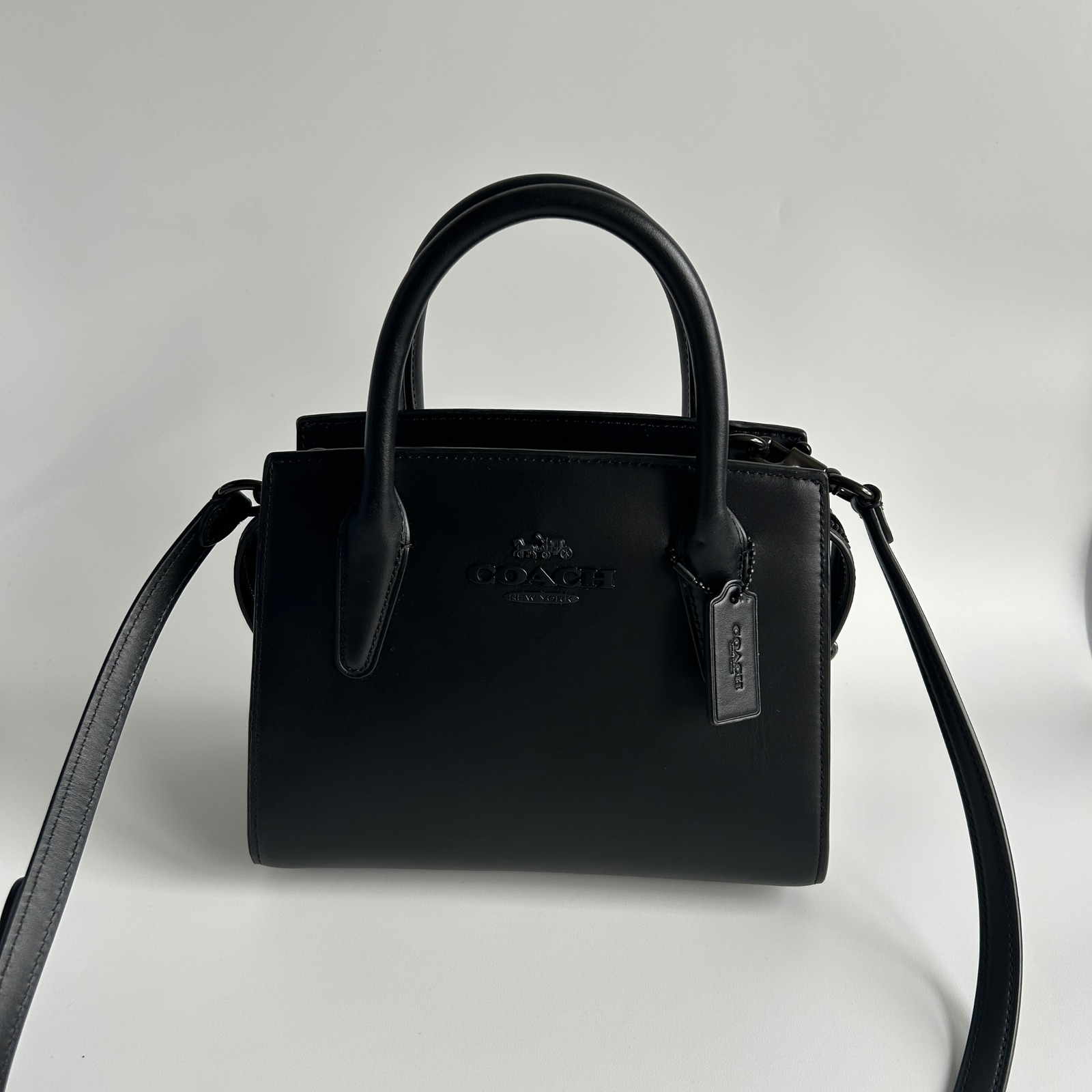 Coach Andrea Carryall Black Leather Shoulder Bag Cp081 Excellent Condition